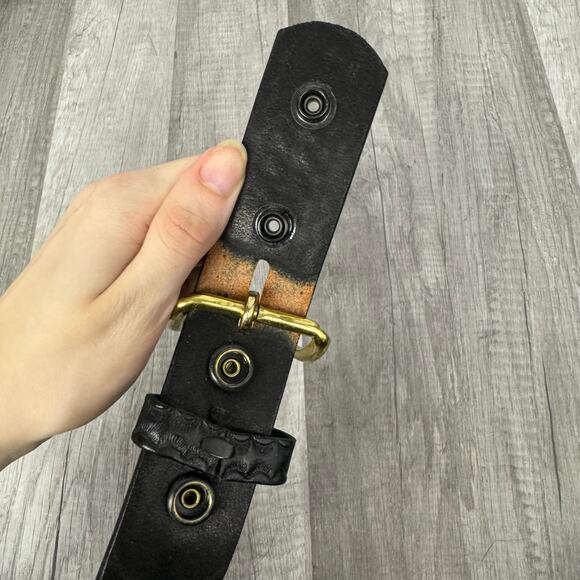 Boston Leather Classic Black Leather Belt Removable Buckle Size 34 - Picture 9 of 9